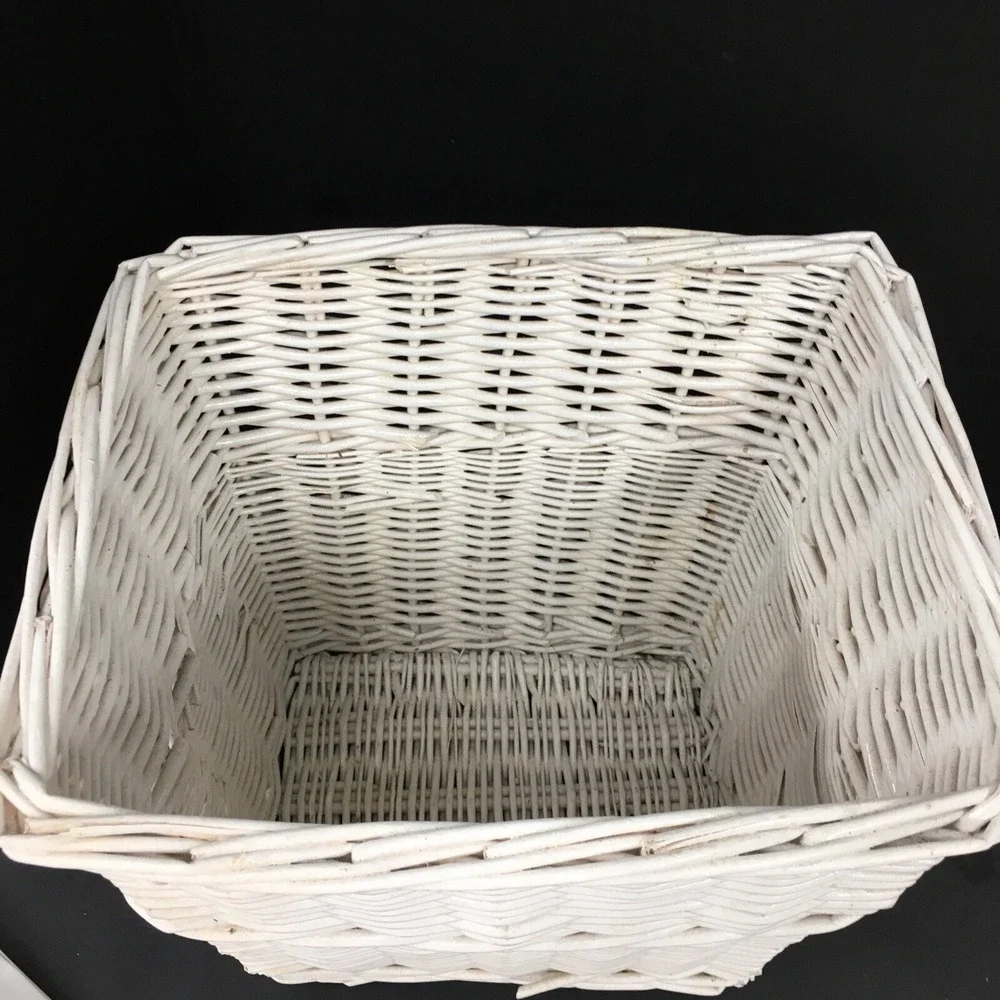 Wicker Wastebasket Garbage Can Shabby Chic Style Cottage Rectangular 11